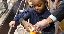 Kindergartners from World of Inquiry School #58 in the lunch line. - FILE PHOTO