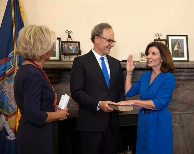 Kathy Hochul at her initial swearing-in ceremony on Aug. 24, as she became New York's 57th Governor. - PHOTO COURTESY MIKE GROLL / OFFICE OF GOVERNOR KATHY HOCHUL