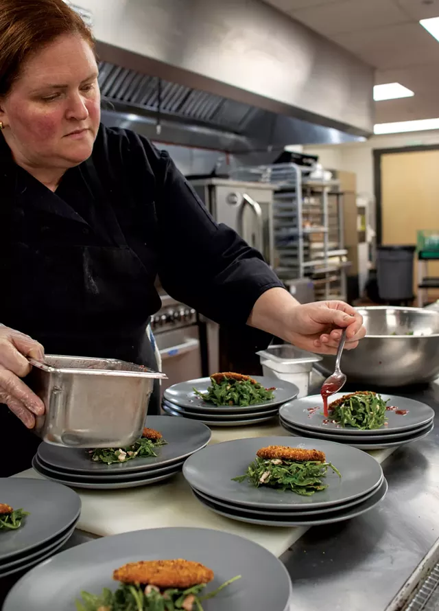 McGrail's butternut squash schnitzel with a pecan crust and greens with cranberry and goat cheese captured beautifully-balanced fall flavors. - PHOTO BY QUAJAY DONNELL