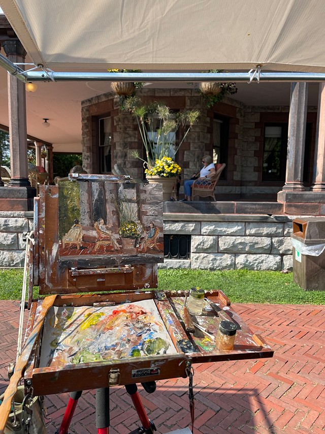 Catch artists selling their wares — and possibly at work, as well — in and around the mansion and grounds at Sonnenberg's Arts and the Gardens in late July. - PHOTO PROVIDED