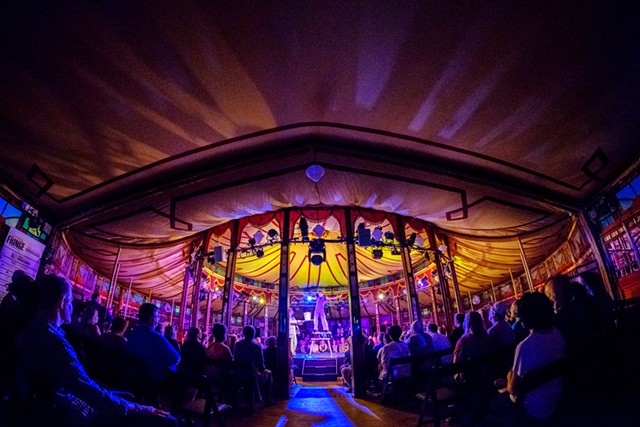 The Cristal Palace Spiegeltent, located at Main and Gibbs streets, is the prime entertainment venue of the Rochester Fringe Festival. - PHOTO BY ERICH CAMPING FOR ROCHESTER FRINGE FESTIVAL