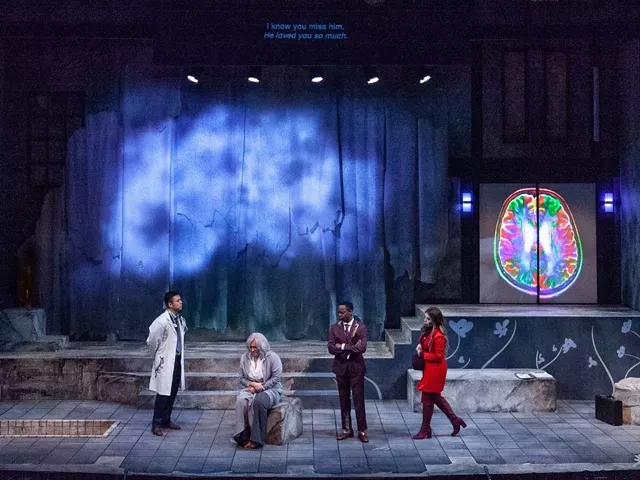 Isaac Pendley, Kayla Stein, Holden Turner, and Ori Marcu in a scene from Eastman School of Music's "Lear on the 2nd Floor. - PHOTO BY NIC MINETOR