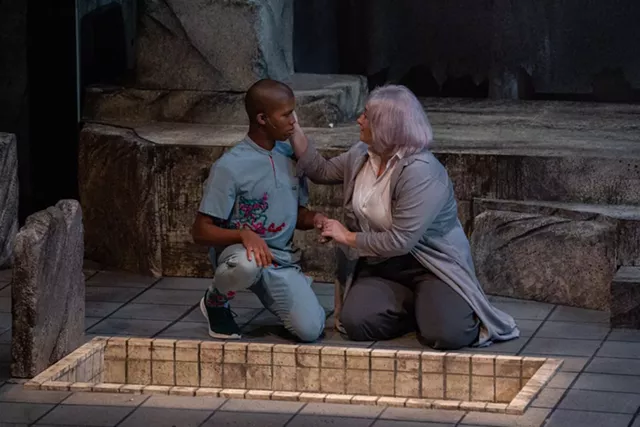 Jacob Hunter as the nurse and Kayla Stein as Lear. - PHOTO BY NIC MINETOR