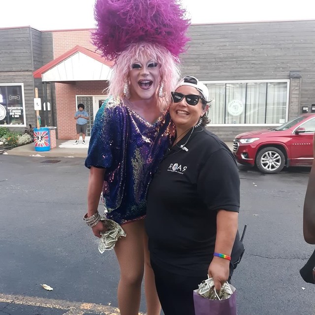 ROAR bouncer Lori Lippa with one of the club's many drag queens. - PHOTO PROVIDED