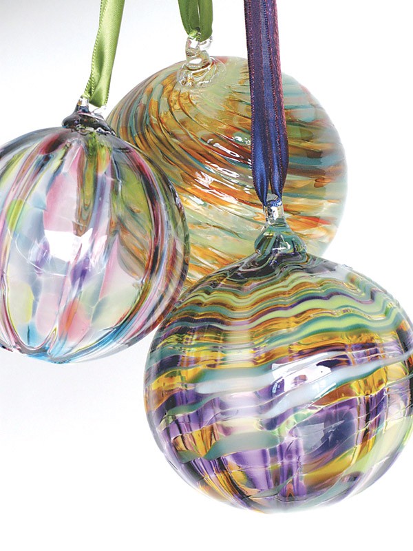 Ornate glass ornaments from More Fire Glass Studio. - PHOTO PROVIDED
