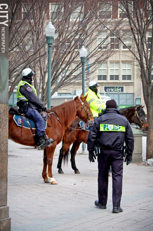 Among the programs the city has created to strengthen ties between the police and the public: the department's mounted patrol. - PHOTO BY RYAN WILLIAMSON