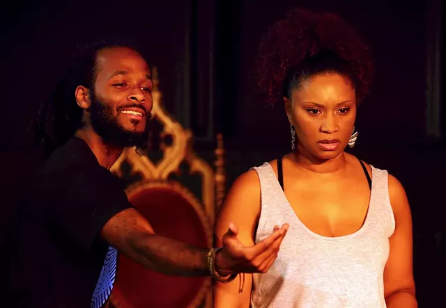 Anderson Allen and Adryanna Elmendorf in "Living in Exile." - PHOTO BY ANNETTE DRAGON