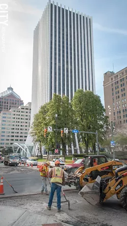 Gallina Development converted the former Chase bank building into commercial space and apartments. - PHOTO BY RYAN WILLIAMSON