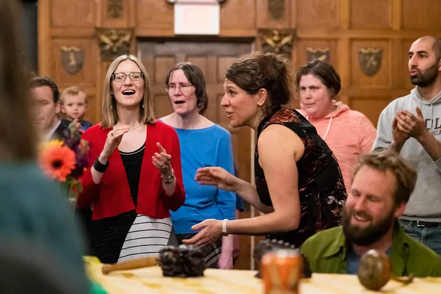 Elisa S. Keeler's music workshop for adults, called "Freeing the Voice," encourages physical and emotional well-being through group singing and movement exercises. - PHOTO BY GARY HODGES PHOTOGRAPHY