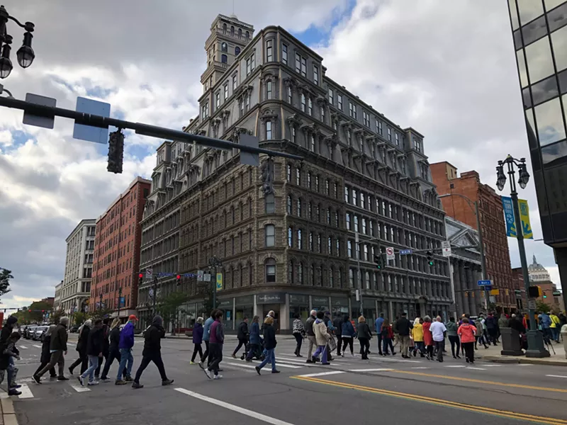 The Antiracist East-West Walk, part of the "Current Seen" biennial, brought people out to explore the city and its history together. - PHOTO COURTESY ROCO STAFF