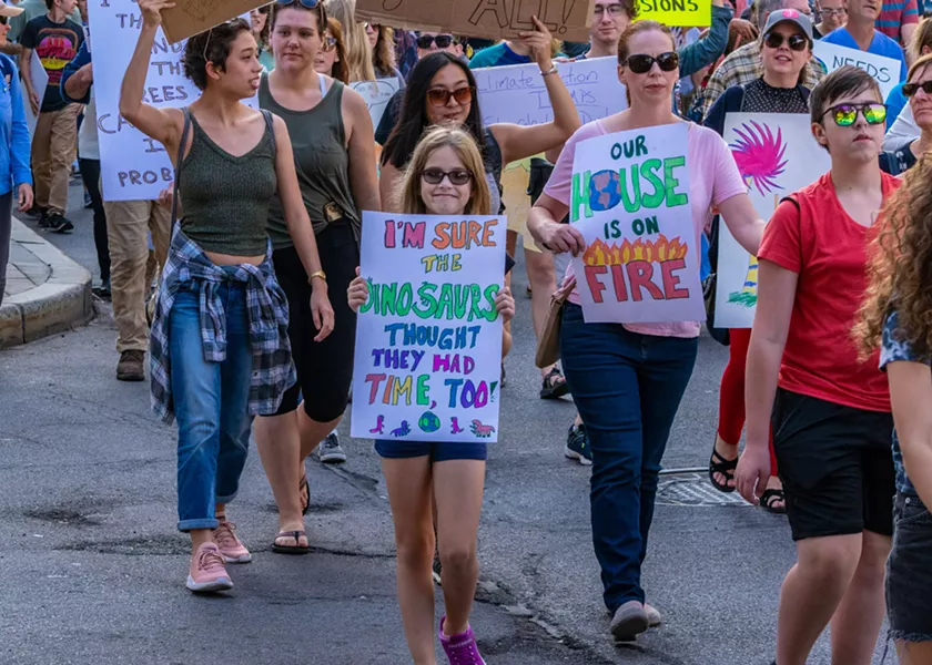 Students played a major role in organizing the September 27 Rochester Climate Strike, and many of the participants were young people. - PHOTO BY NEAL GANGULI