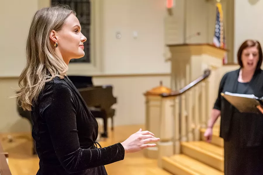 Concentus' Music Director Anna Atwater (left). - PHOTO BY MICHEL GODTS