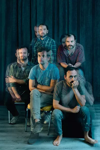 mewithoutYou is (clockwise from left) bassist Greg Jehanian, guitarist Brandon Beaver, drummer Rick Mazzota, singer Aaron Weiss, and guitarist Mike Weiss. - PHOTO BY AMIE SANTAVICCA