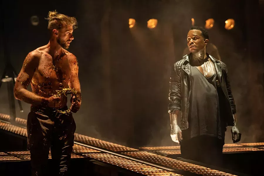 Aaron LaVigne as Jesus and James Delisco Beeks as Judas in "Jesus Christ Superstar." - PHOTO BY MATTHEW MURPHY