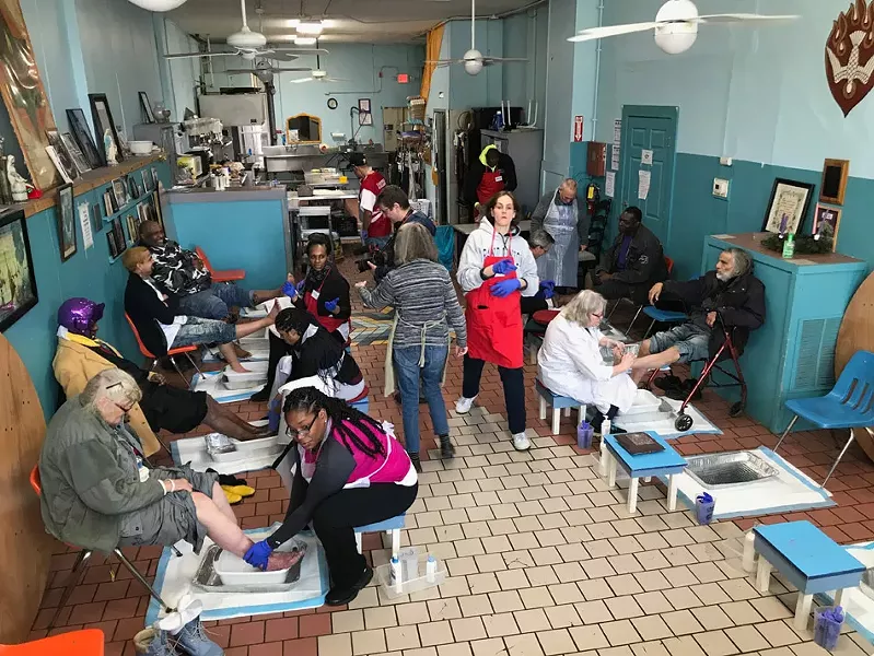 The foot clinic at St. Joseph's House of Hospitality in action on February 23, 2020. - PHOTO BY DAVID ANDREATTA