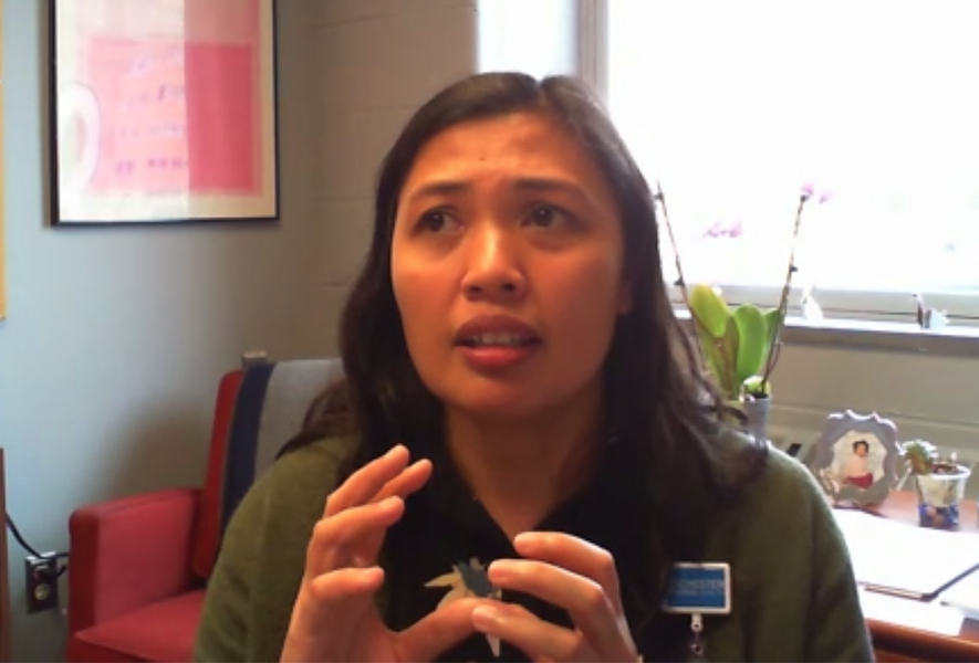 Dr. Maryrose Laguio-Vila, chief of the infectious diseases division at Rochester General Hospital, says in a virtual news conference that the efficacy of hydroxychloroquine for treating COVID-19 is "clear as mud." - PHOTO BY BRETT DAHLBERG