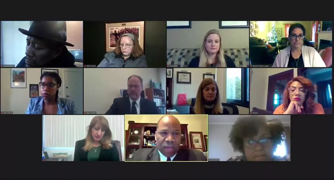 A screen capture of the Zoom meeting where the Rochester school board approved the district's 2020-21 budget. - PHOTO BY JAMES BROWN, WXXI NEWS