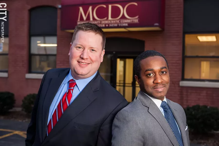 Simeon Banister (right) and Mike Kennerknecht (left) have led efforts to resurrect the Henrietta Democratic Committee. - PHOTO BY JOHN SCHLIA