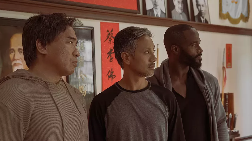 From left to right: Ron Yuan, Alaim Uy, and Mykel Shannon Jenkins in "The Paper Tigers." - STILL PHOTO PROVIDED BY ANOMALY