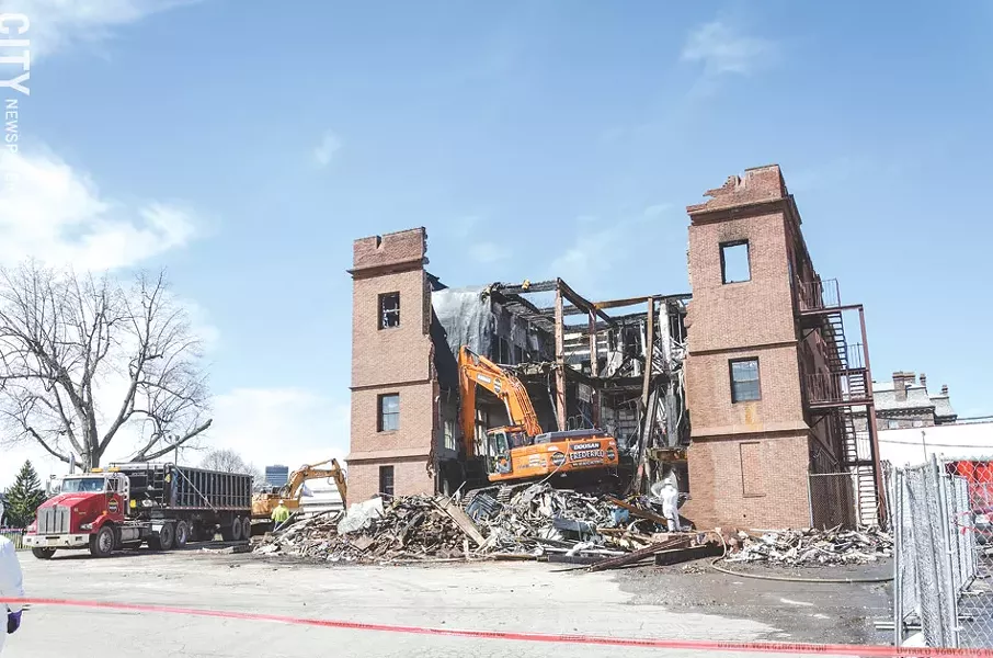 The Carnegie building after the January fire. - PHOTO BY MARK CHAMBERLIN