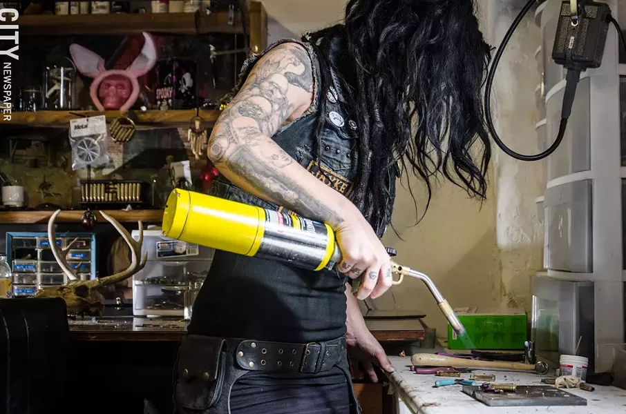 Kurstie Grimble at work in her Hungerford studio. - PHOTO BY MARK CHAMBERLIN