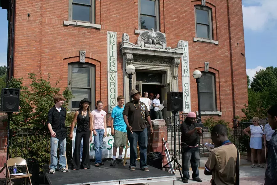 Teen poets performing in front of Writers & Books. - PROVIDED PHOTO