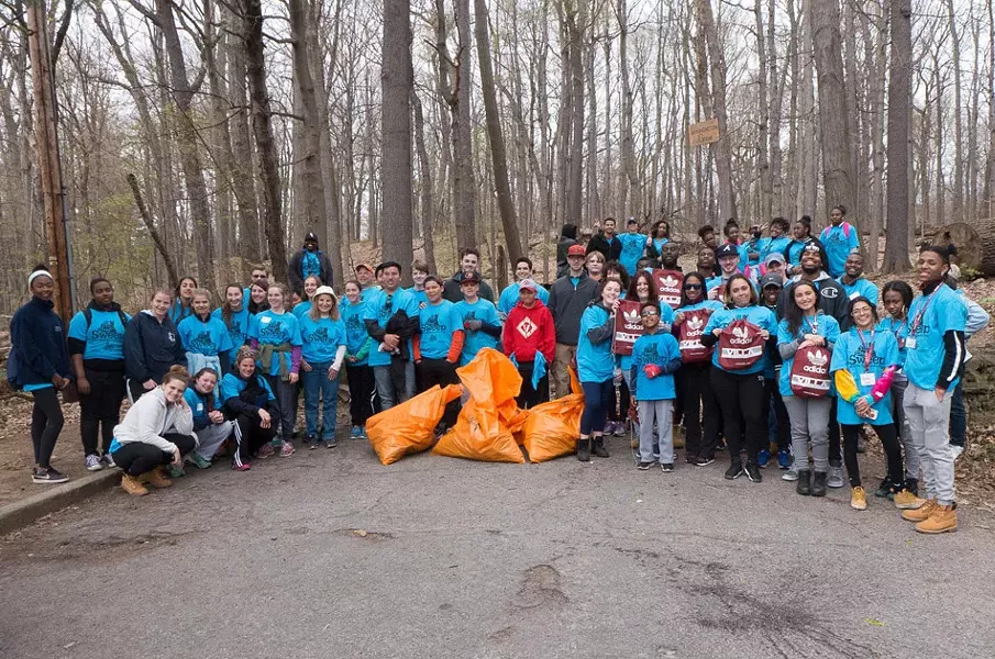 Nearly 80 volunteers helped the Friends of Washington Grove clear the space, located in Cobb's Hill Park, of debris during April's Clean Sweep. - PHOTO PROVIDED