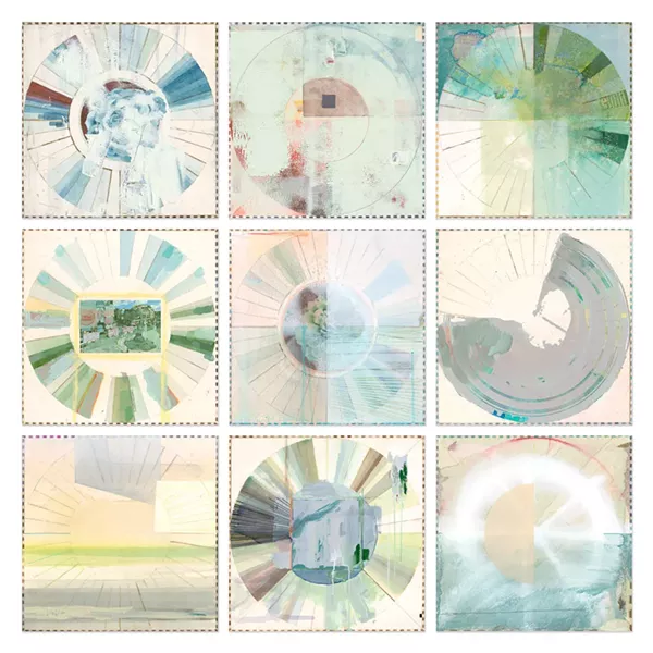 A grid of nine mixed media "Carolina Color Wheels" by Ellen Heck showcases the artist's color studies and experimentation, while existing as lovely pieces in their own right. - PHOTO PROVIDED