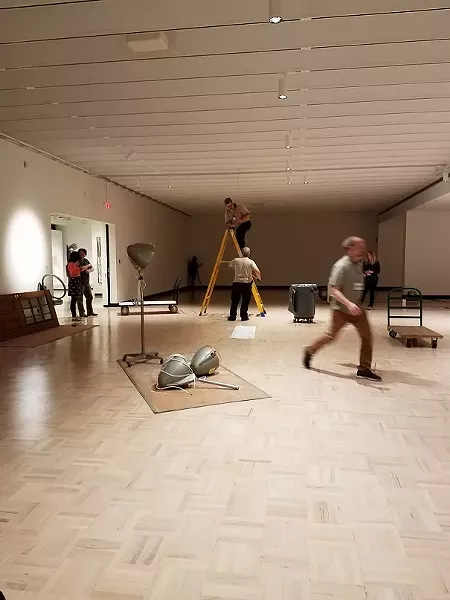 Collaborative sculptural soundscape "Rainforest IV" installation in progress at Memorial Art Gallery. - PHOTO PROVIDED