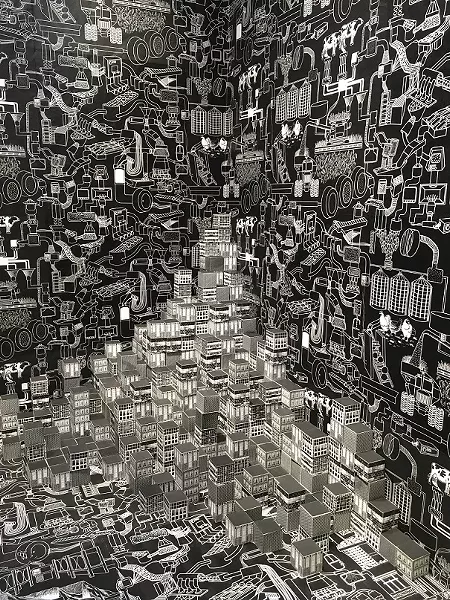 Filling the LAB Space is Mizin Shin's installation of a tiny, interconnected world. - PHOTO BY REBECCA RAFFERTY