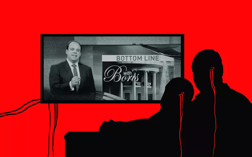 Boris Epshteyn’s conservative commentaries are mandated segments on local newscasts of WHAM 13 and other Sinclair stations. - ILLUSTRATION BY RYAN WILLIAMSON