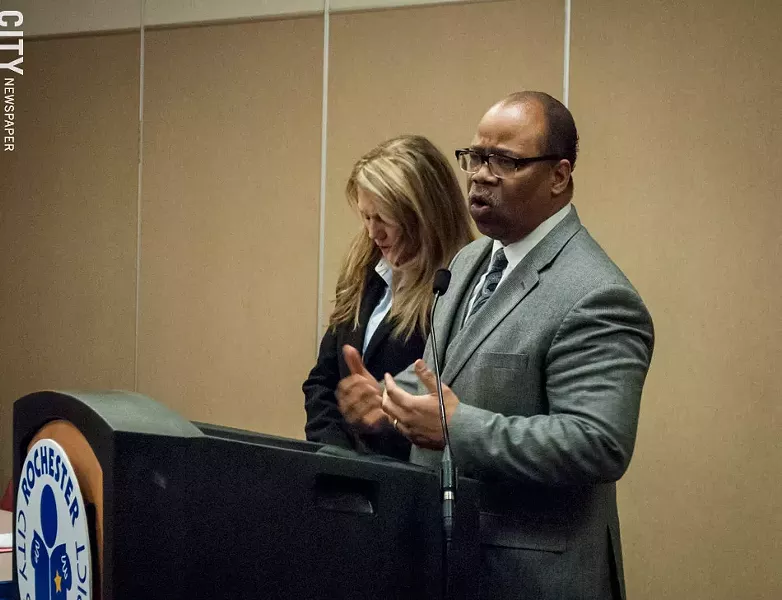 City school board President Van White and Superintendent Barbara Deane-Williams spoke at a press conference Tuesday afternoon. - PHOTO BY JACOB WALSH