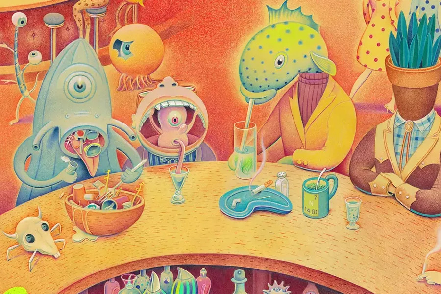 Illustration from Dave Calver's "Limbo Lounge" exhibit at Rochester Contemporary. - PHOTO PROVIDED