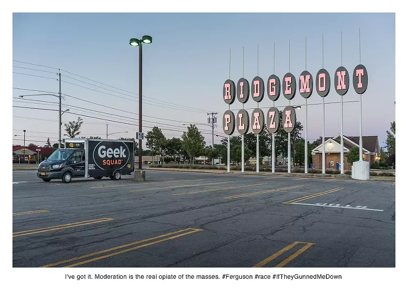 A tweeted epiphany about taking a stand in a divided country, paired with an image of the location the tweet was sent from. - PHOTO COURTESY LARSON SHINDELMAN
