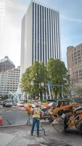 Gallina Development converted the former Chase bank building into commercial space and apartments. - PHOTO BY RYAN WILLIAMSON