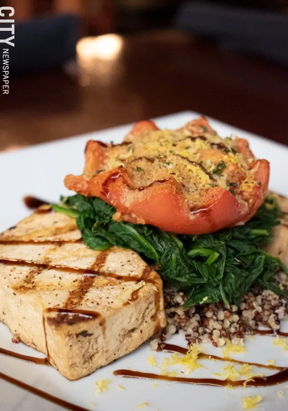 For the vegetarians, the Monticello is grilled tofu, and roasted heirloom tomatoes topped with balsamic glaze. - PHOTO BY JACOB WALSH