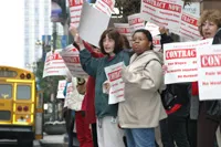 Tragedy waiting to happen: Members of the Federation of Social Workers protest the county budget proposal, among other things, last week in downtown Rochester. - PHOTO BY KRESTIA DEGEORGE