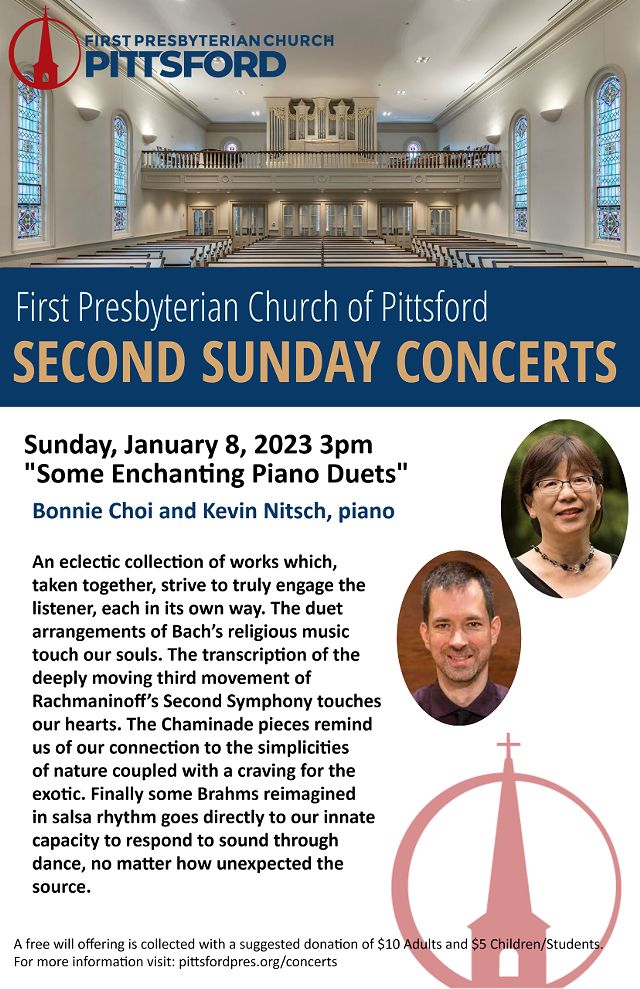SECOND SUNDAY CONCERT SERIES ~ Some Enchanting Piano Duets ~ Bonnie Choi and Kevin Nitsch - Vimarsana News