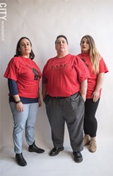 PHOTO BY JACOB WALSH - Rochester city school teachers Michelle Sapere, Meagan Harris, and Vanessa Grisafe want the New York State Teacher’s Retirement System to divest from private prisons.