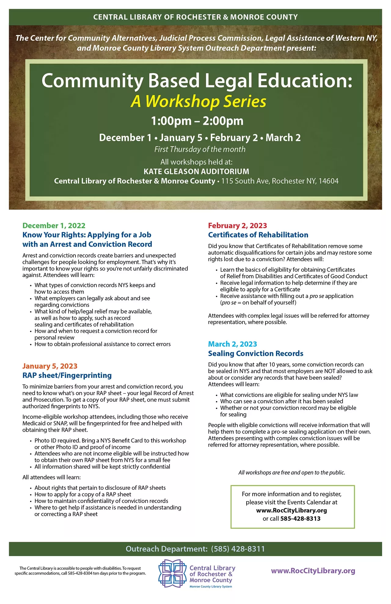 Rap sheet/Fingerprinting Workshop for Justice-Involved people | Central  Library, Kate Gleason Auditorium | Workshops | CITY News. Arts. Life.