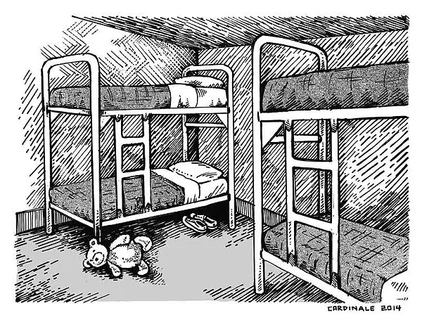 This illustration shows a description of the Karnes County immigration facility. A federal investigation declared allegations of sexual abuse are unfounded. - CHRISTOPHER CARDINALE
