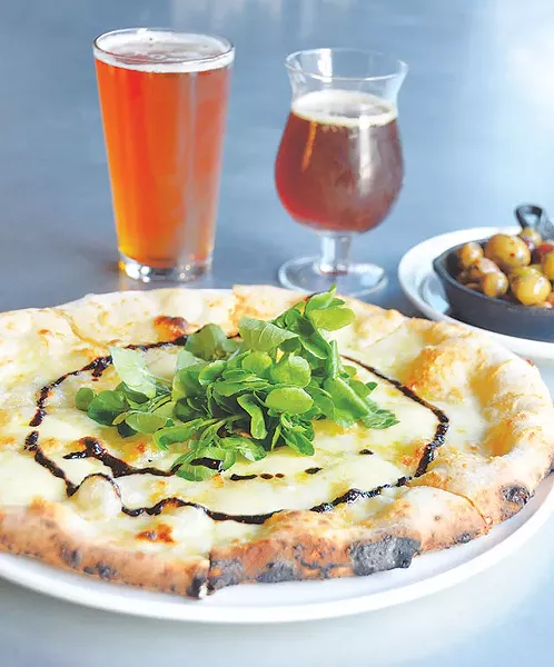Lagunitas Fusion 12 IPA, Buried Hatchet Stout, olives, and Quattro pizza - SCOTT ANDREWS