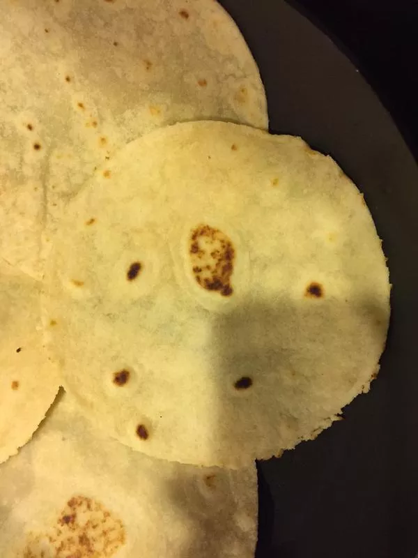 An almond-flour tortilla with what Andrew Key claims is an image of Jesus Christ. - ANDREW KEY/TWITTER