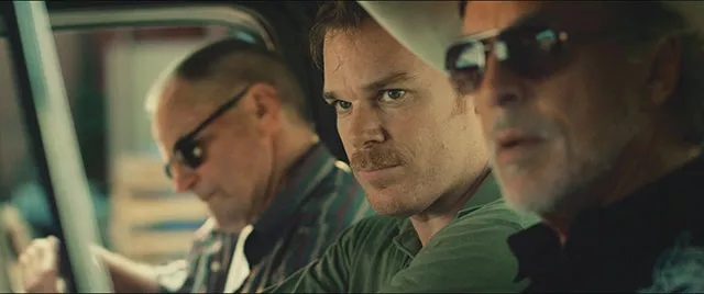 Sam Shepard, Michael C. Hall and Don Johnson do some surveillance in a pick-up truck. Guess which two actors seem most comfortable in this scene? - COURTESY IFC FILMS
