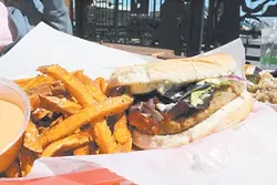 Sea salt and sesame sizzle on the sweet-potato fries - but the burger melted
