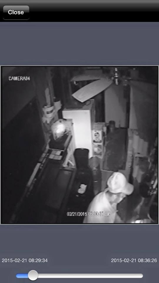 Security footage taken on Saturday, February 21, 2015, of the notorious Brisket Bandit. - AUGIE'S BARBEDWIRE SMOKEHOUSE/FACEBOOK