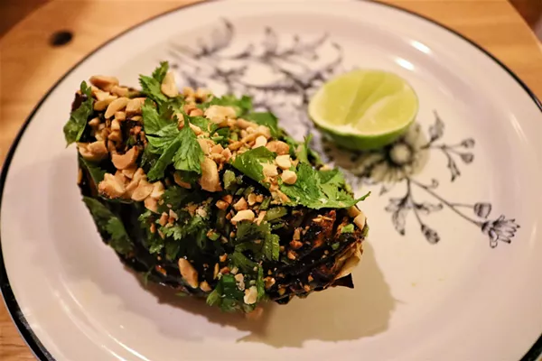 Charred cabbage with salsa macha. - COURTESY OF JOSEPH GOMEZ