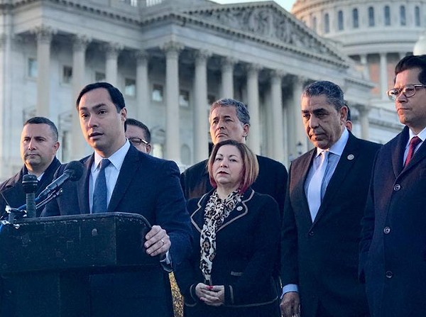 Joaquin Castro, shown here at a Washington press conference, said legal action is one potential way to stop the Trump Administration's hardline immigration practice. - VIA JOAQUIN CASTRO'S FACEBOOK PAGE