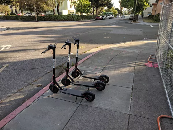 Bird scooters like these soon may be delivered to your front door — clearing some off the sidewalks. - GRENDELKHAN