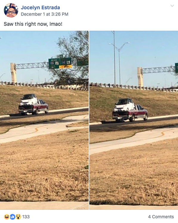 This San Antonio Driver Seriously Put A Smart Car In The Back Of Facebook Jocelyn Estrada
